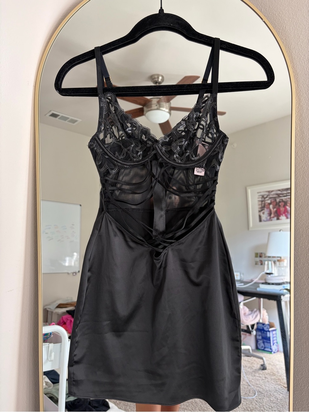 Victoria's Secret Black Lace & Satin Chemise